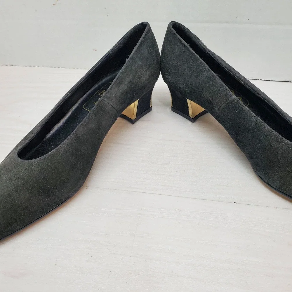 The Touch Of NINA Black Suede Leather Classic Evening Dress Heel‎ Pump Size 6 M